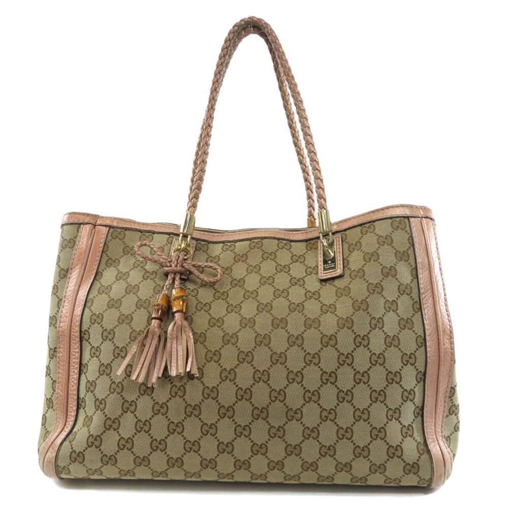Gucci canvas signature braided leather tote Bella GG monogram - Picture 11 of 11